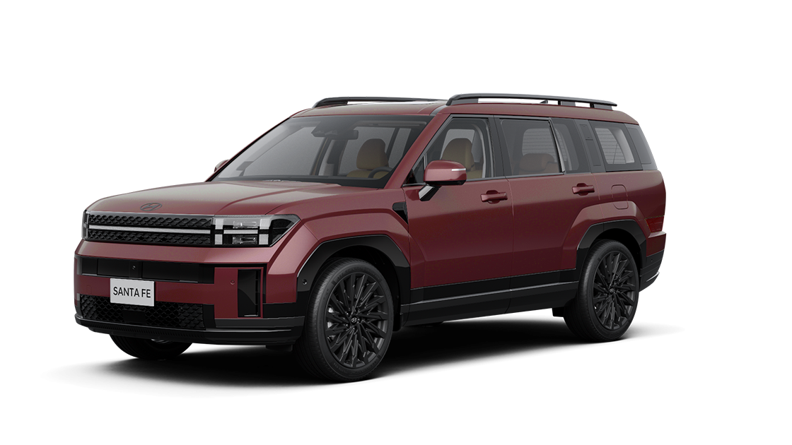 ảnh xe hyundai santafe màu đỏ đô 2025